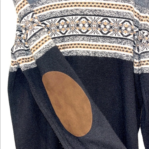 JOS A. BANK RESERVE Wool Crewneck Sweater Elbow Patches Mens Large Gray Black - Picture 5 of 6